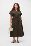 Cotton Blend Belted Shirt Dress  Dark Espresso  hi-res