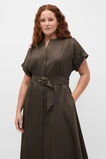 Cotton Blend Belted Shirt Dress  Dark Espresso  hi-res