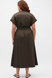 Cotton Blend Belted Shirt Dress  Dark Espresso  hi-res
