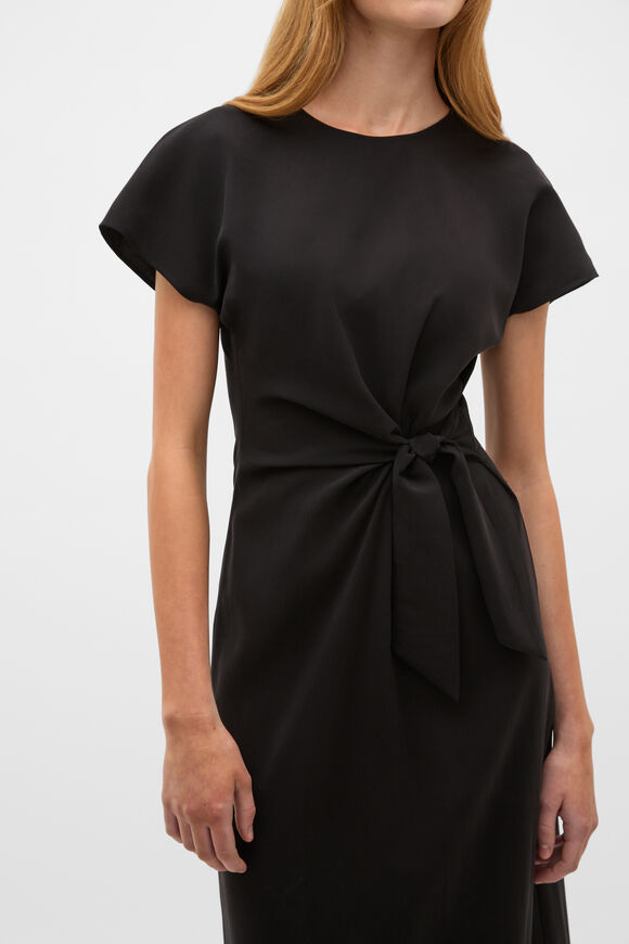Tie Waist Midi Dress  Black  hi-res