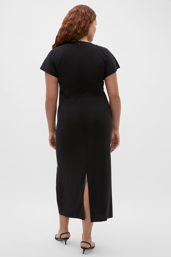 Tie Waist Midi Dress  Black  hi-res