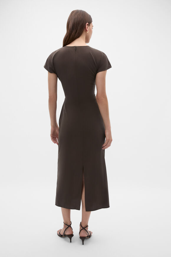Tie Waist Midi Dress  Dark Espresso  hi-res