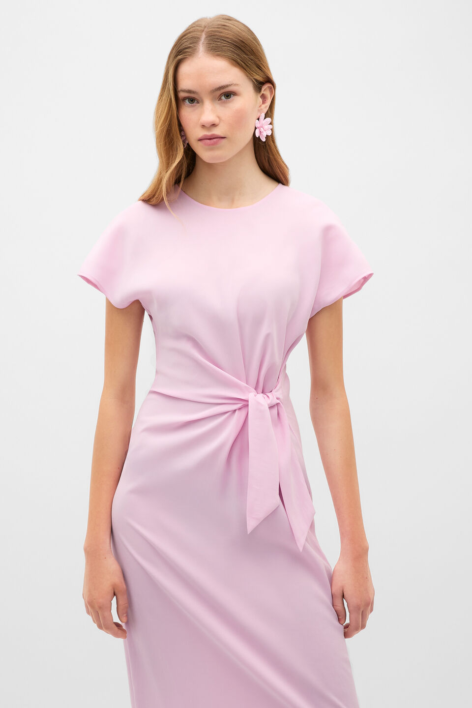 Tie Waist Midi Dress  Petal Pink