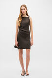 Linen Twist Shoulder Mini Dress  Dark Espresso  hi-res