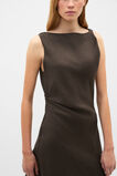 Linen Twist Shoulder Mini Dress  Dark Espresso  hi-res