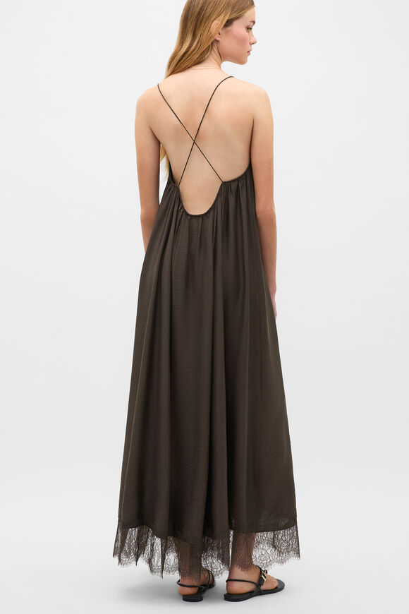Crinkle Lace Full Maxi Dress  Dark Espresso  hi-res