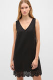 Linen Blend Cutwork Mini Dress  Black  hi-res
