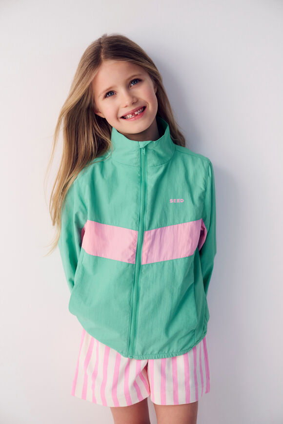 Chevron Panel Spray Jacket  Mint  hi-res