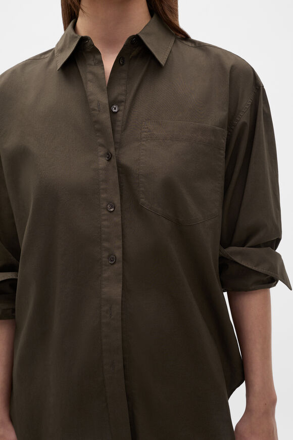 Lightweight Cotton Classic Shirt  Dark Espresso  hi-res