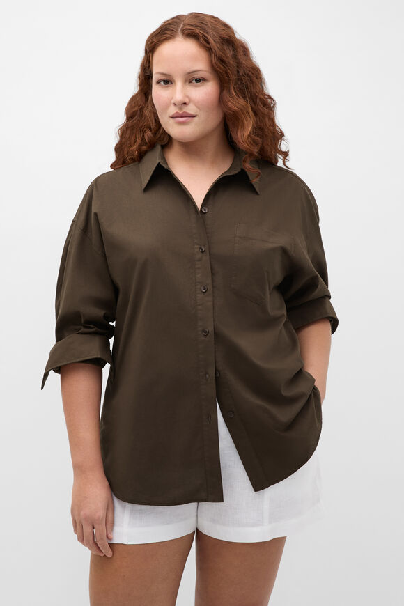 Lightweight Cotton Classic Shirt  Dark Espresso  hi-res