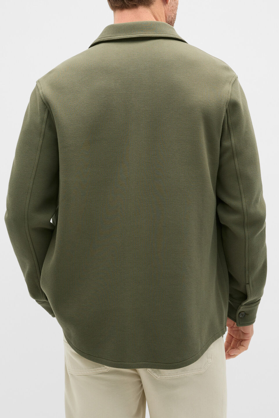 Cotton Pique Overshirt  Olive
