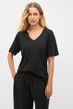 Cotton V Neck Relaxed Tee  Black  hi-res