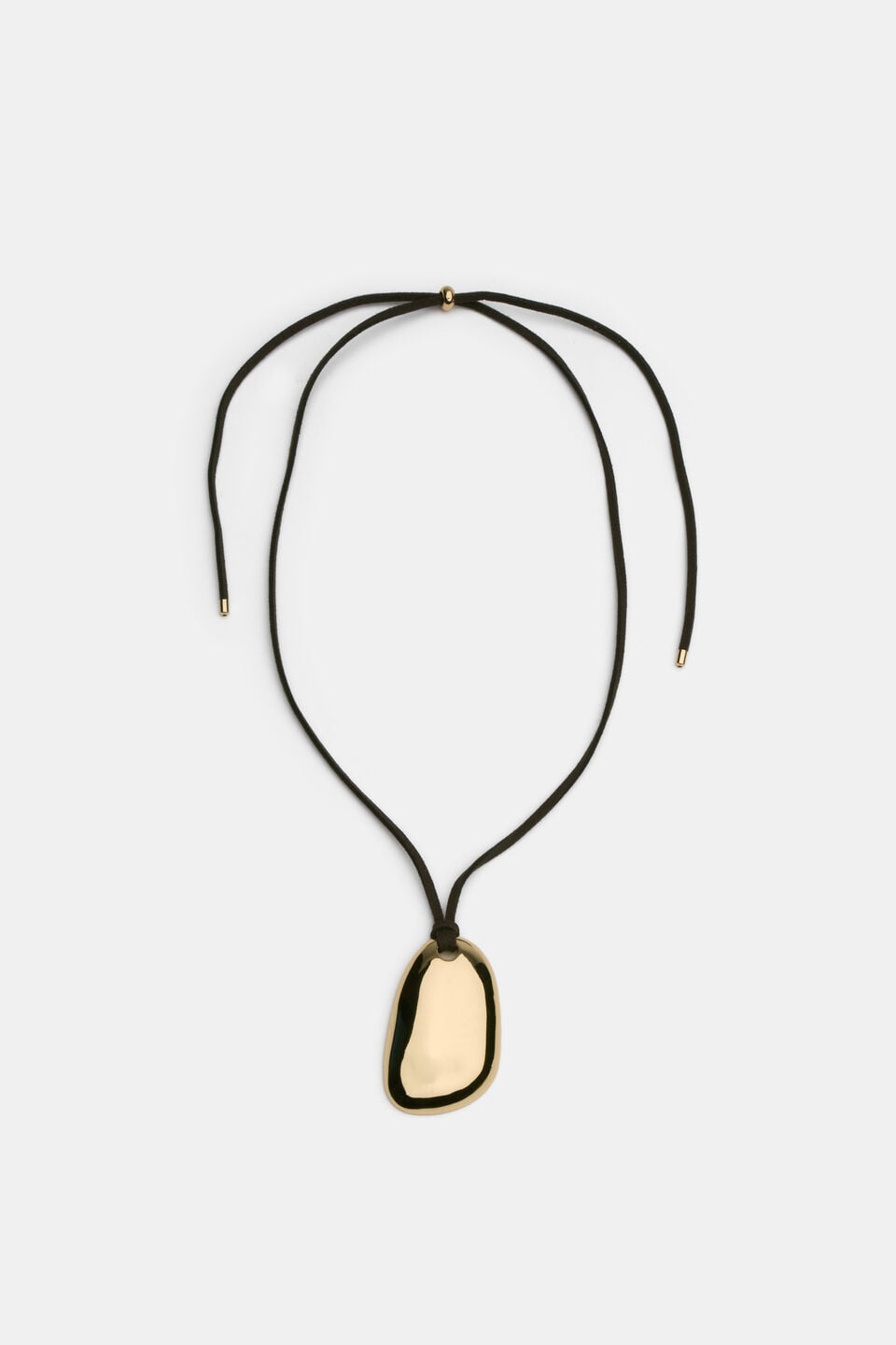Adjustable Pebble Pendant Necklace  Gold