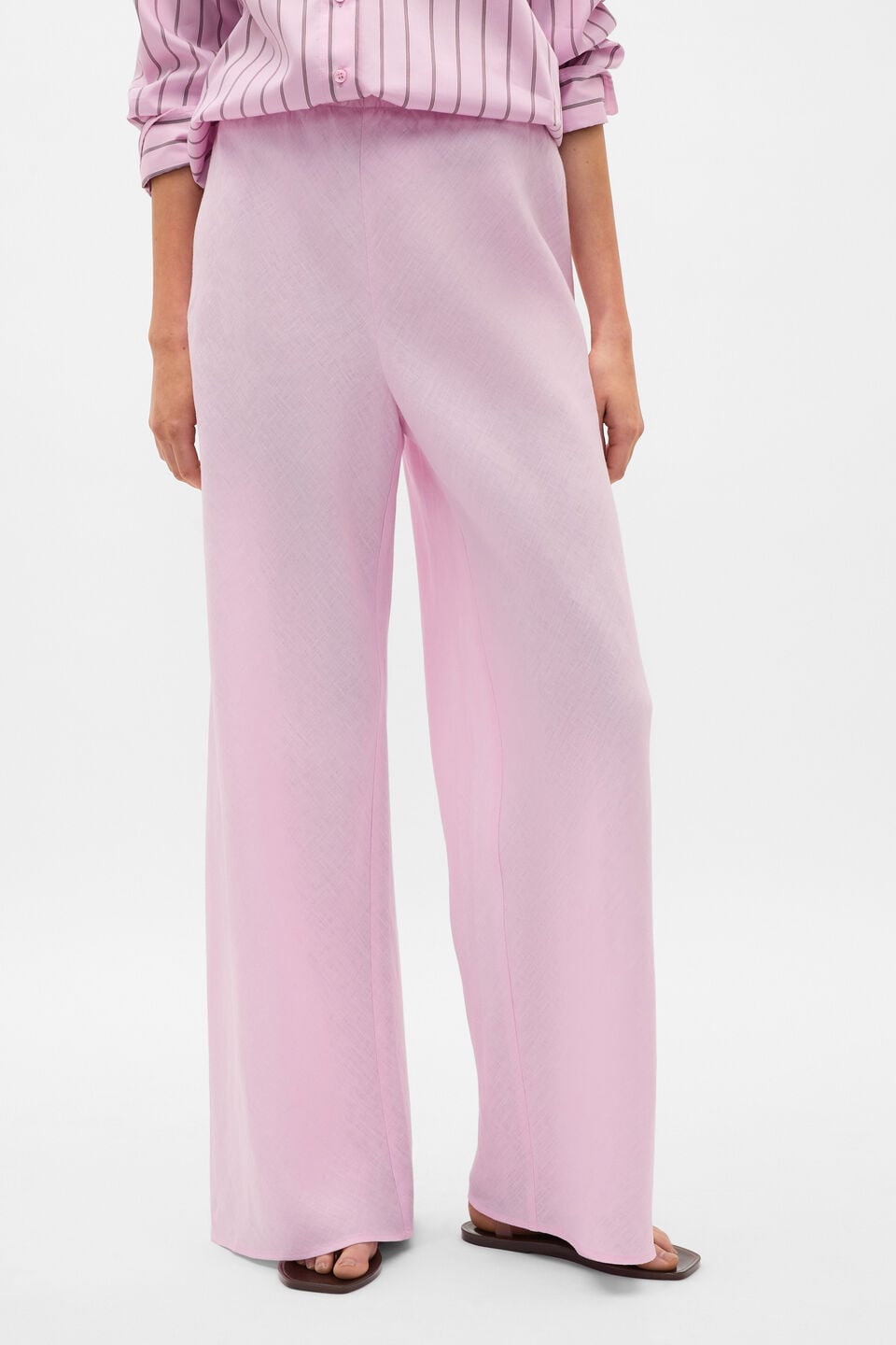 Core Linen Easy Wide Leg Pant  Petal Pink