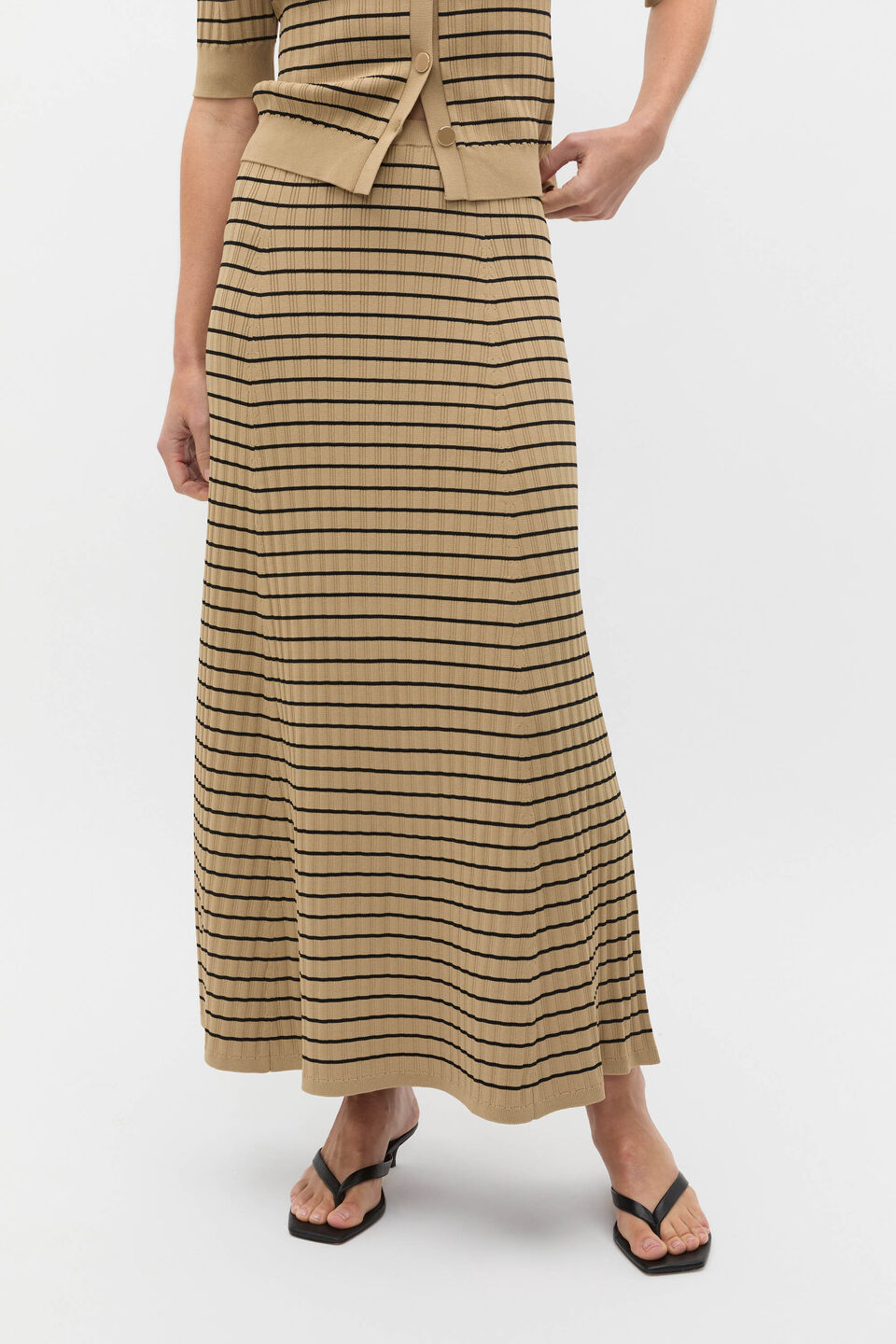 Crepe Knit Stripe Skirt  Rye Stripe