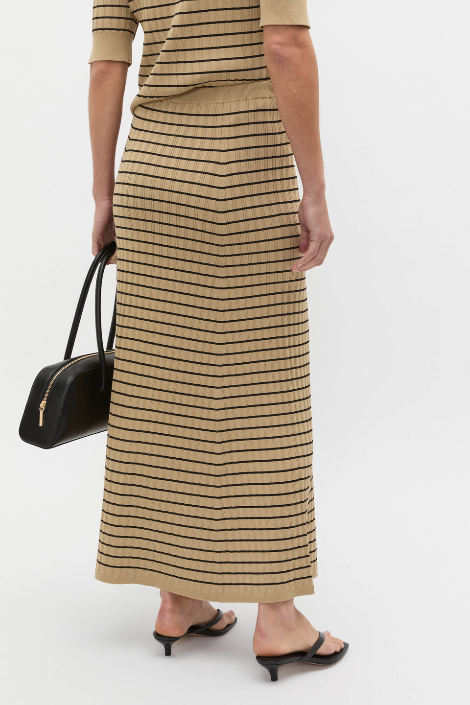 Crepe Knit Stripe Skirt  Rye Stripe