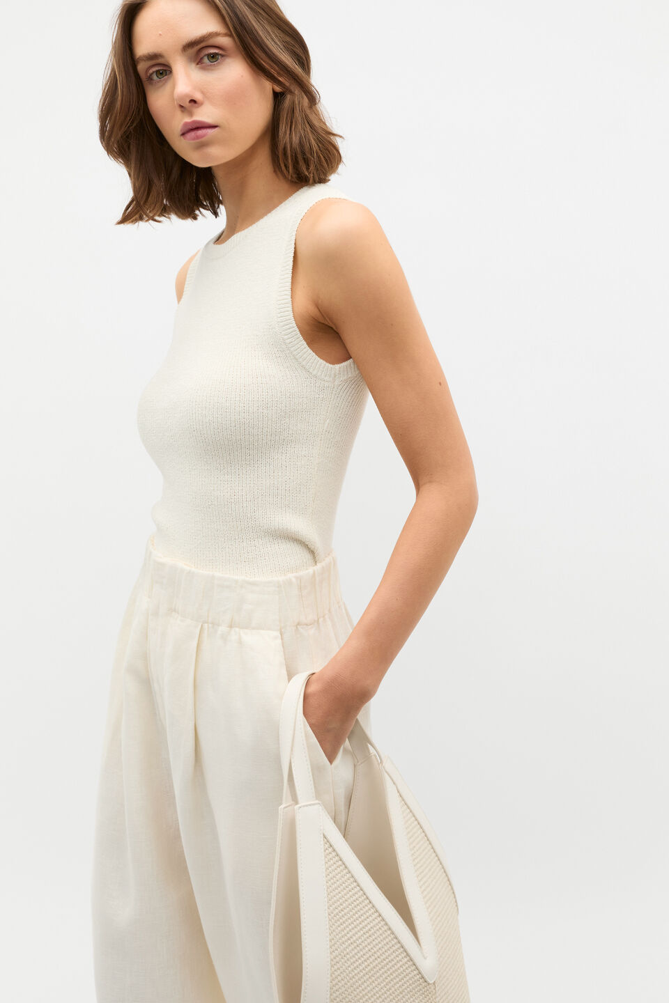 Textured Cotton Knit Top  Buttercream
