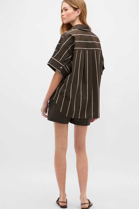 Cotton Stripe Pocket Shirt  Dark Espresso Stripe  hi-res