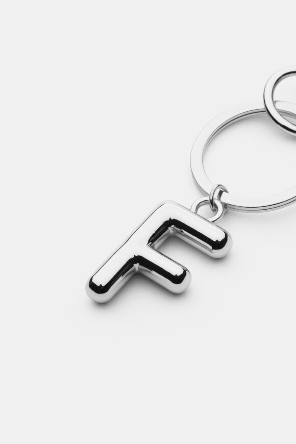 Silver Initial Keyring  F  hi-res