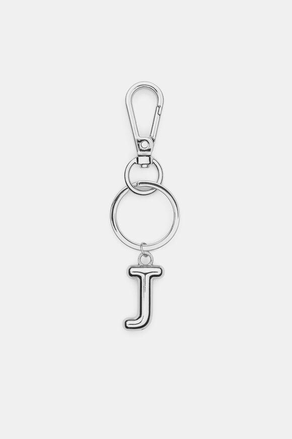 Silver Initial Keyring  J  hi-res