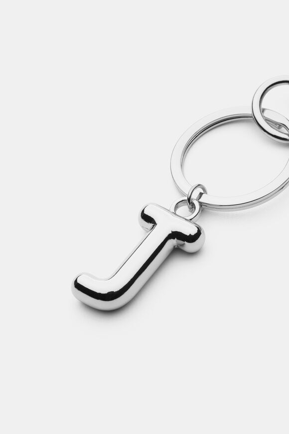 Silver Initial Keyring  J  hi-res