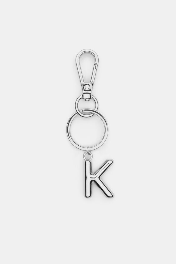 Silver Initial Keyring  K  hi-res