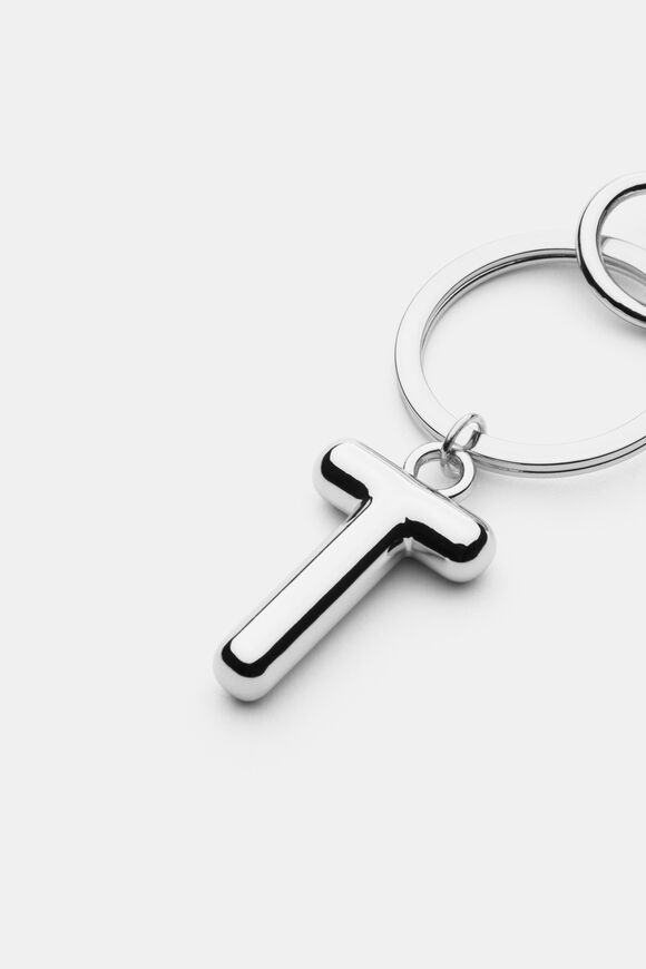 Silver Initial Keyring  T  hi-res