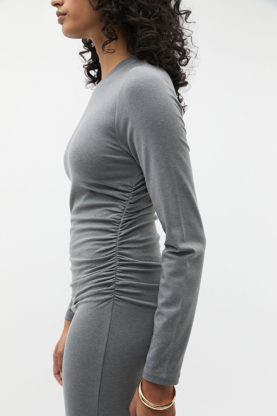 Ruched Jersey Midi Dress  Wolf