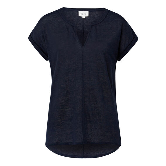 V Neck Linen Tee