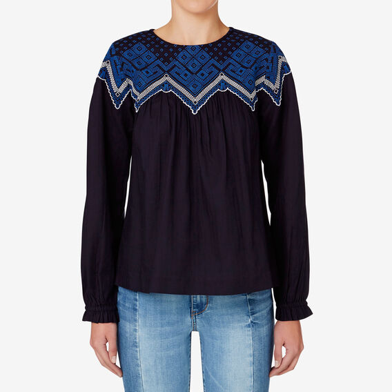 Embroidered Yoke Top