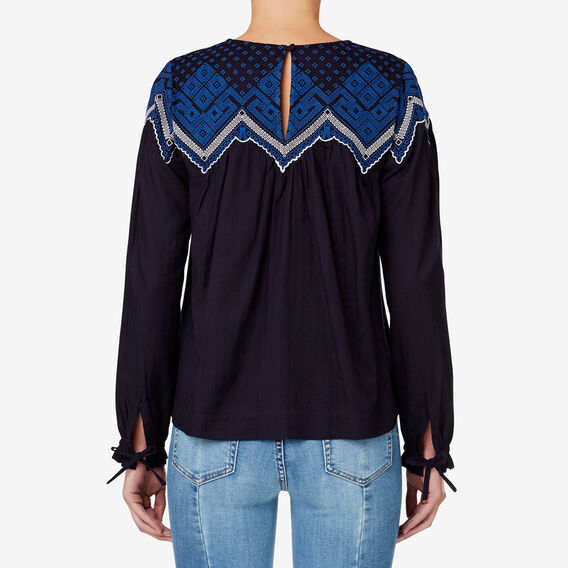 Embroidered Yoke Top
