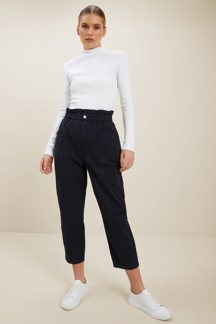 navy paperbag pants