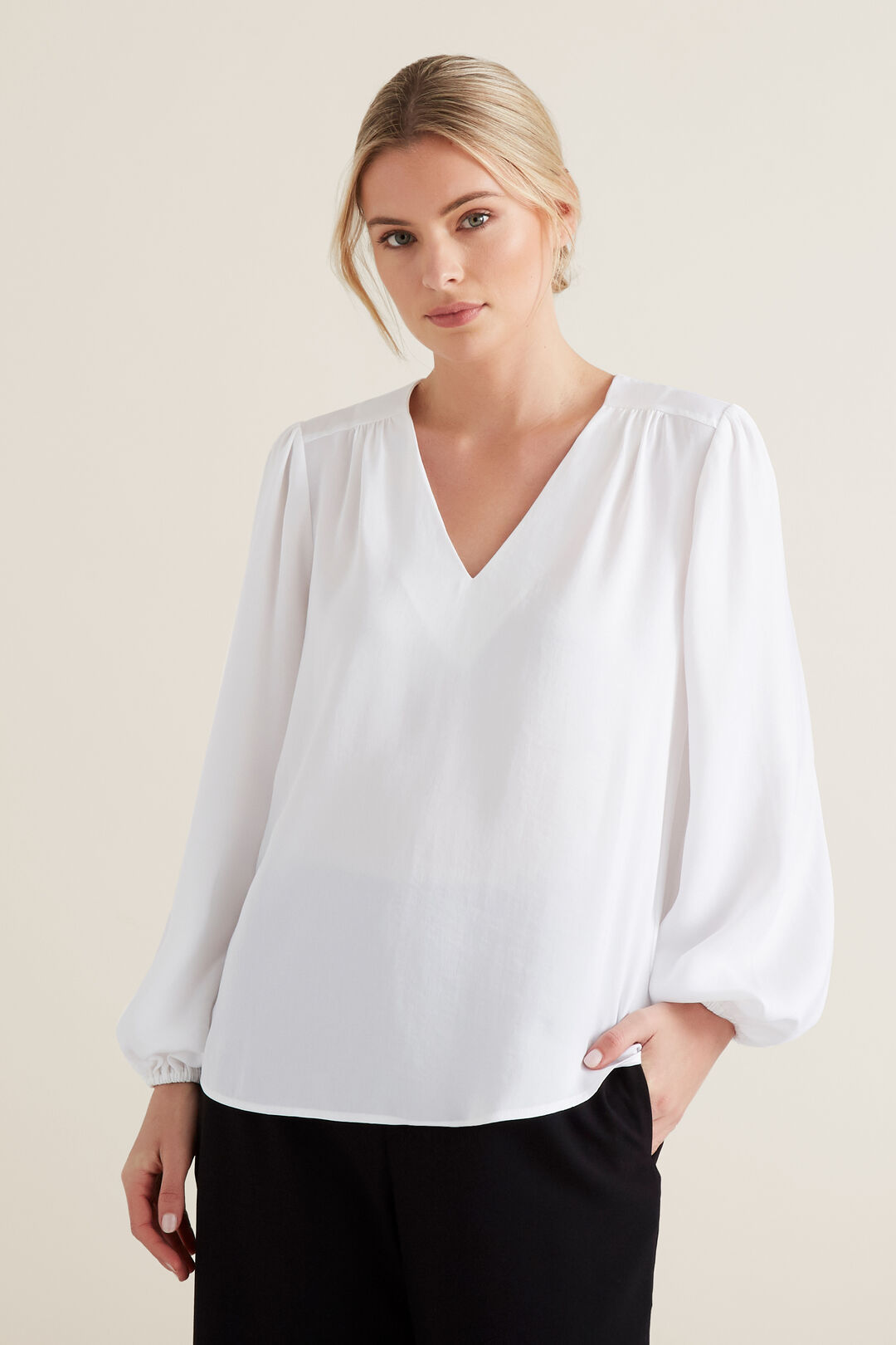 gathered v neck