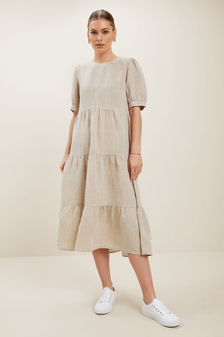 Linen Tiered Midi Dress | Seed Heritage