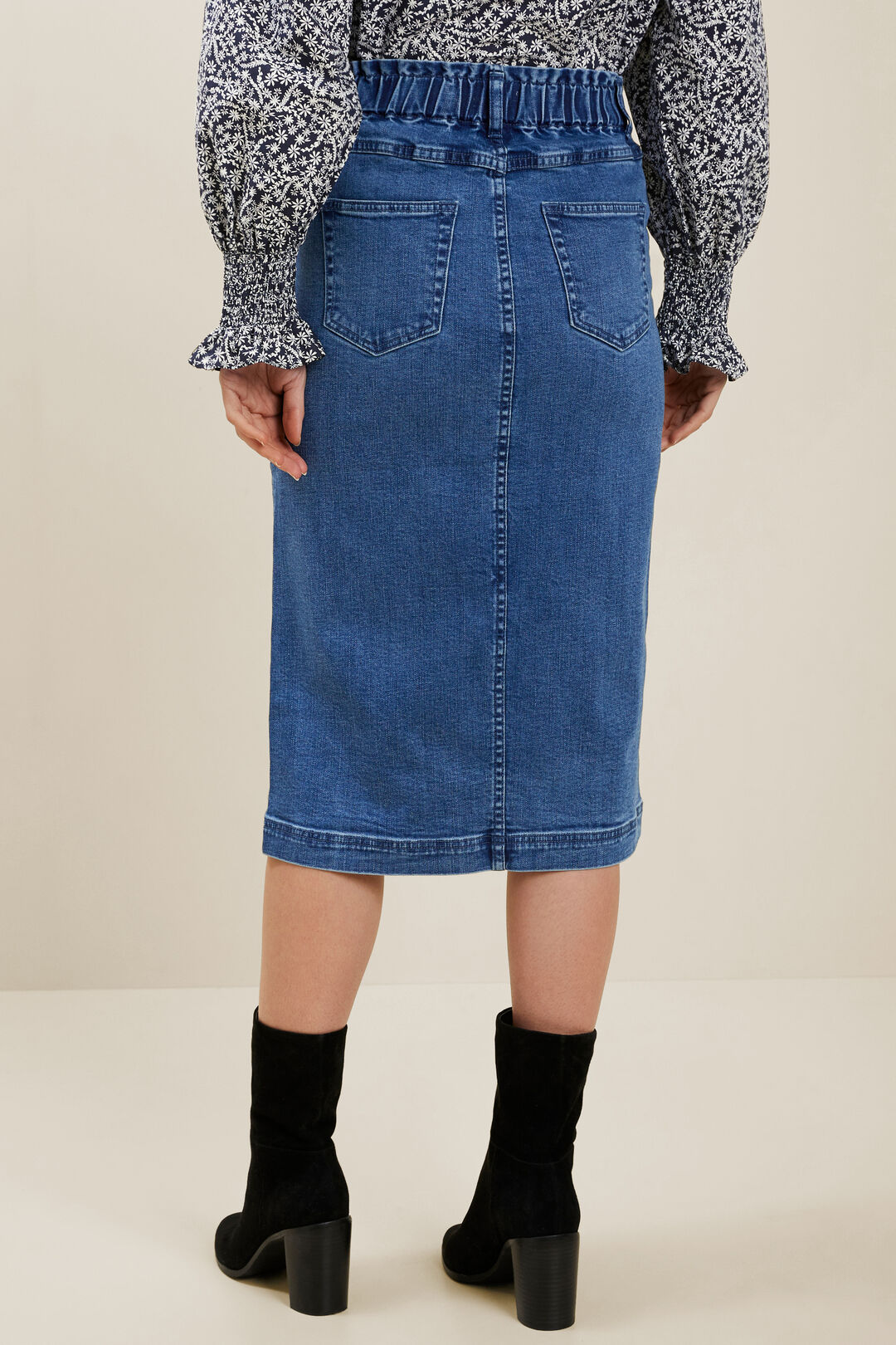 Denim Midi Elastic Skirt Seed Heritage