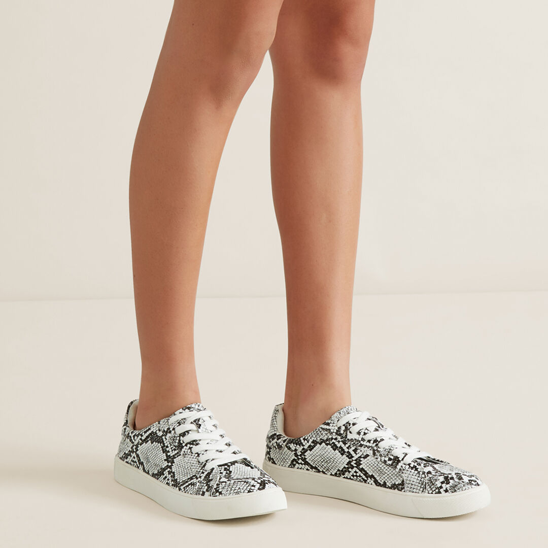 irving python embossed stripe leather sneaker