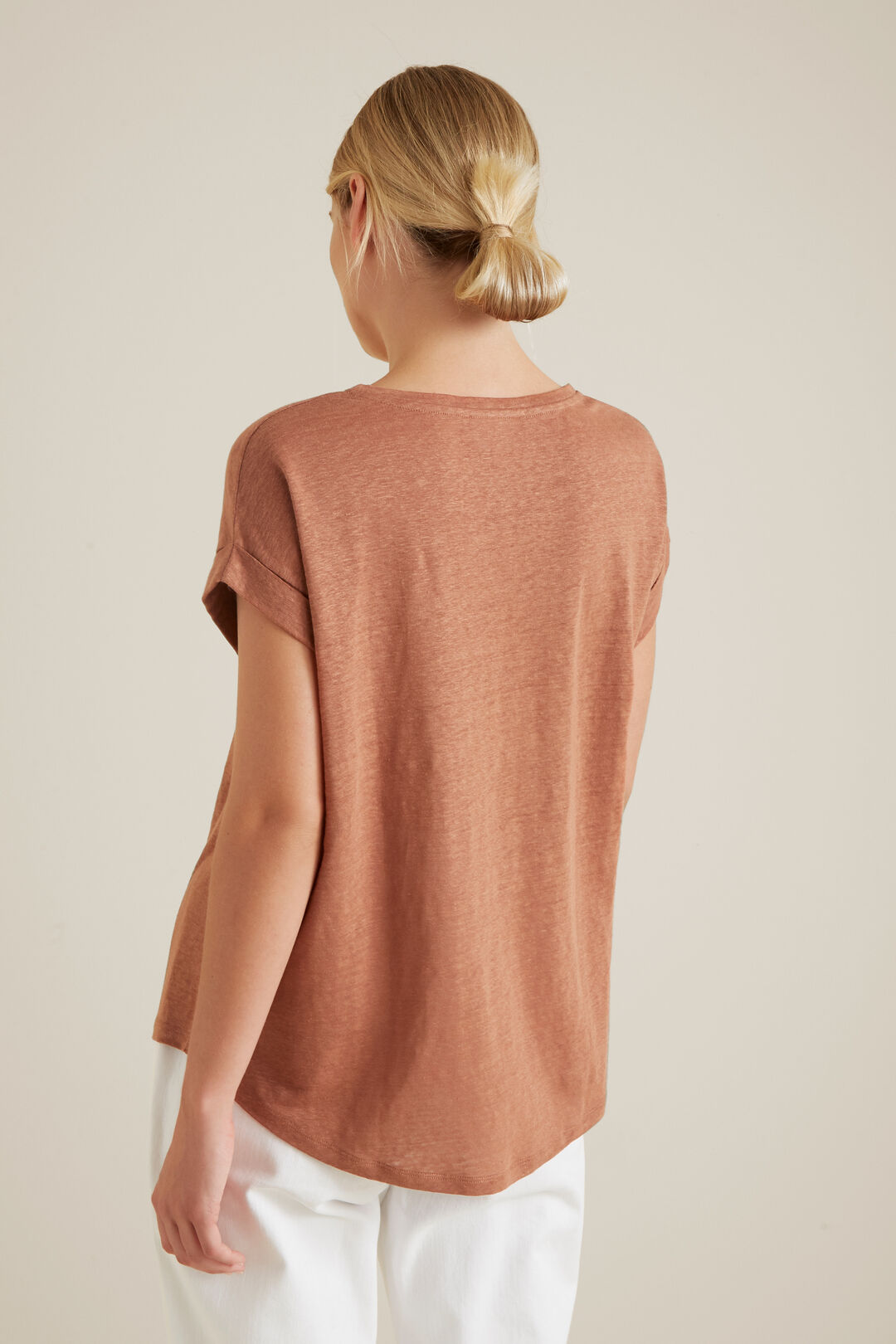Rolled Cuff Linen Tee    hi-res