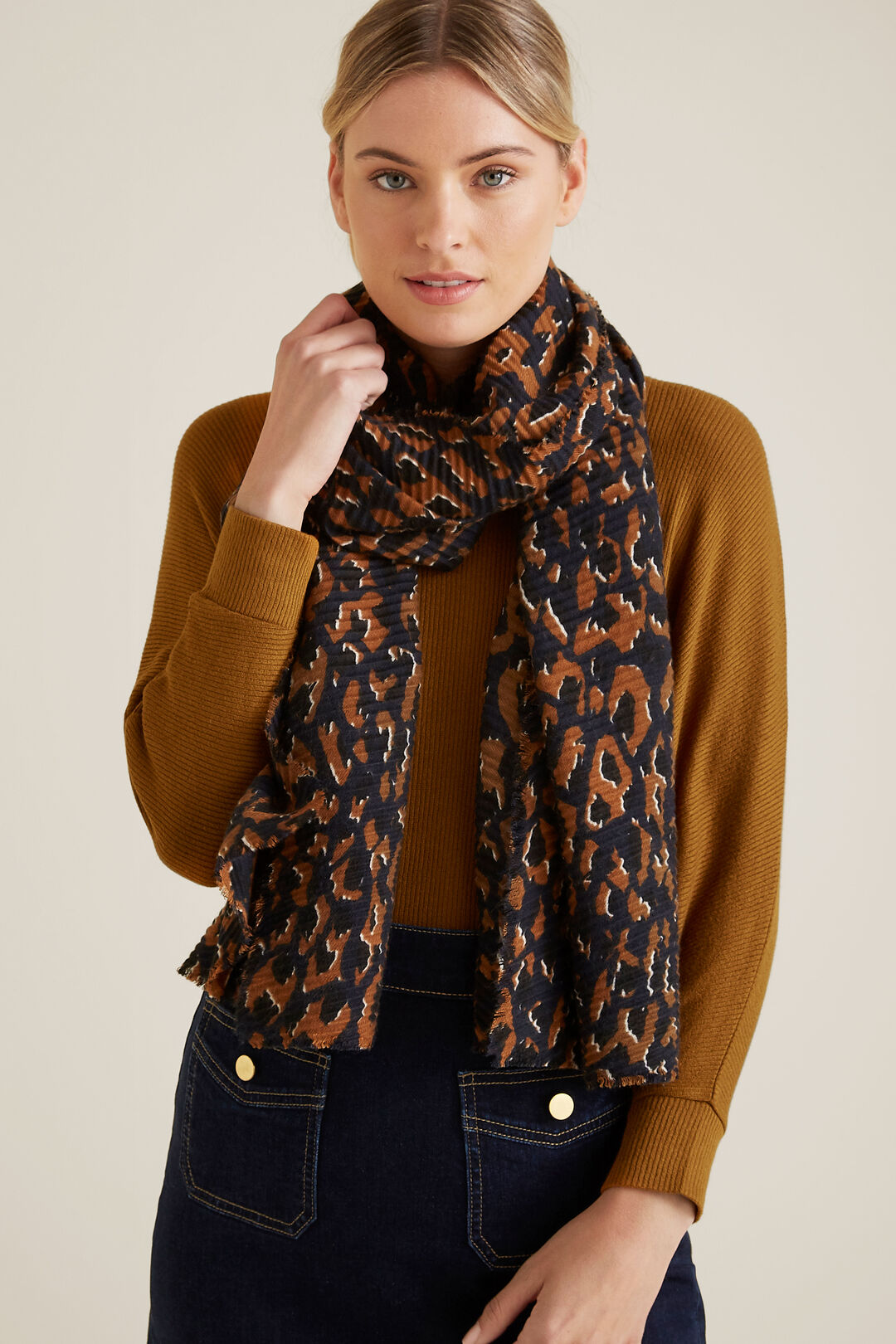 Pleated Ocelot Scarf    hi-res