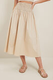 Poplin Shirred Midi Skirt  Sandstone Beige  hi-res