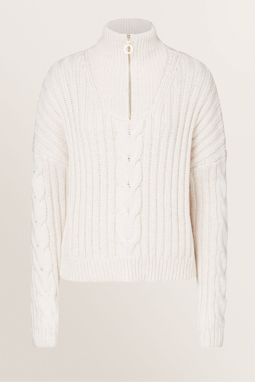 Cable Knit Zip Sweater    hi-res
