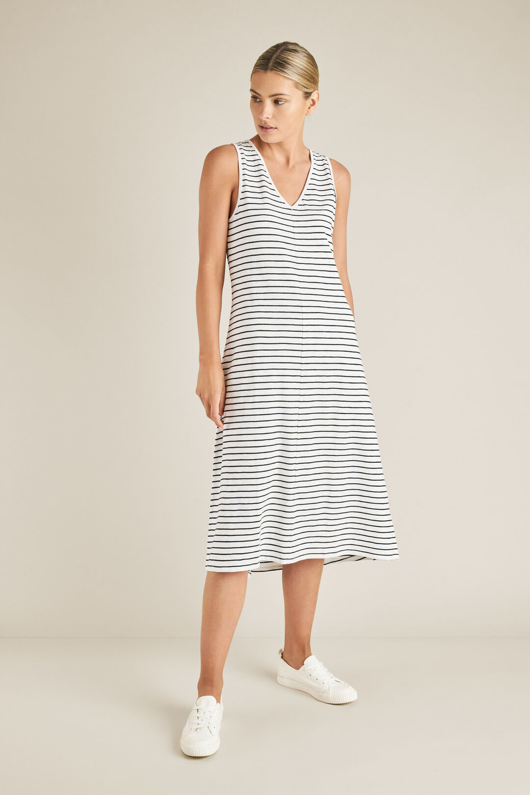 Stripe Sleeveless Jersey Dress    hi-res