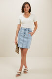 Denim Pintuck Mini Skirt  Washed Blue Denim  hi-res