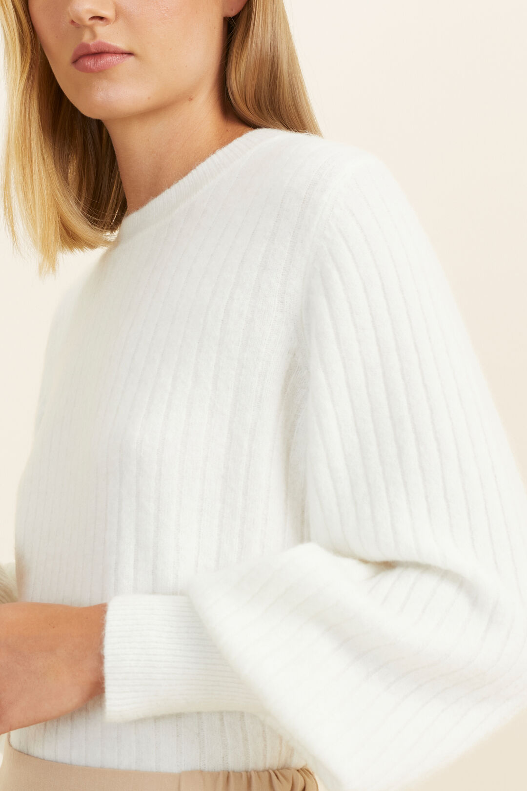 Deep Rib Knit Sweater  Cloud Cream  hi-res