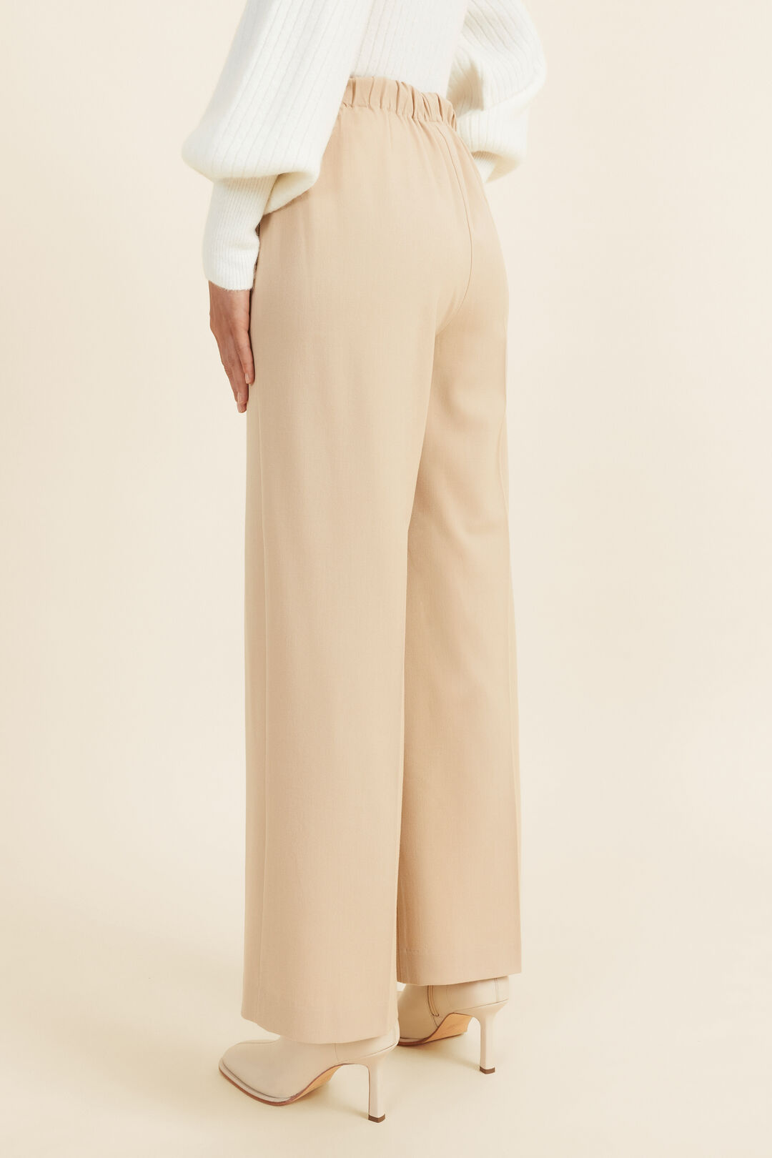Wide Leg Pull On Pant  Champagne Beige  hi-res