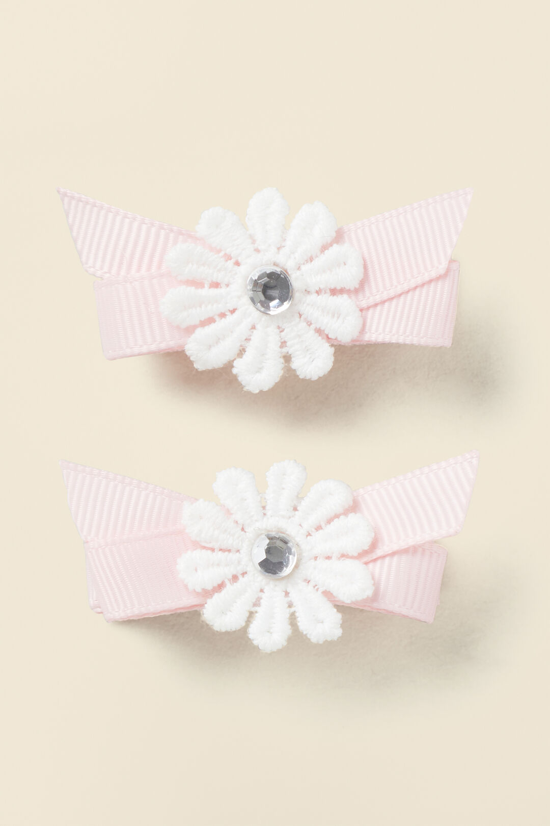 Daisy on Bow Duck Clips  Dusty Rose  hi-res