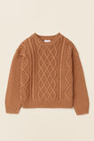 Crop Cable Sweater  Caramel  hi-res