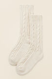 Cable Knit Bed Sock  Flax  hi-res
