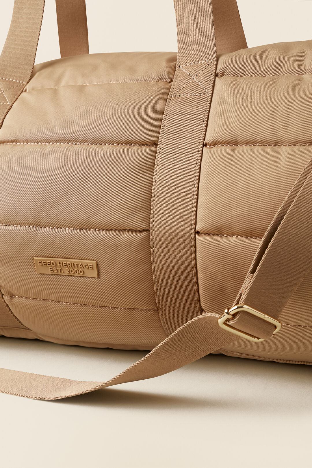 Quilted Leisure Duffle Bag   Champagne Beige  hi-res
