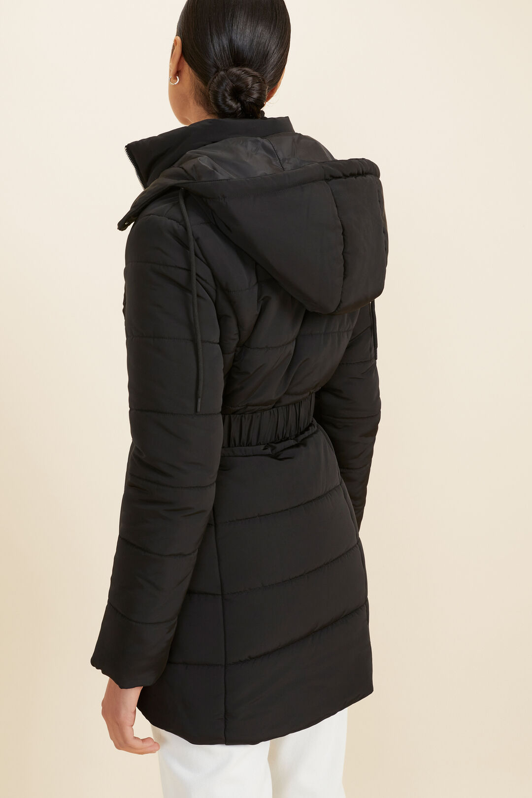 Fitted Mid Length Puffer   Black  hi-res