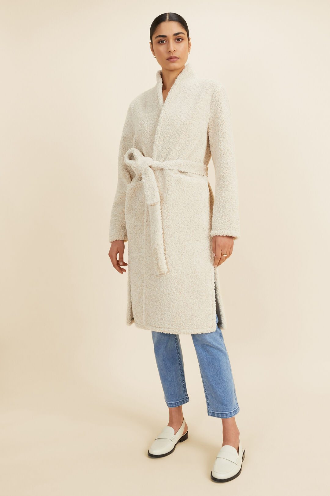 Shearling Robe Coat   Oat  hi-res